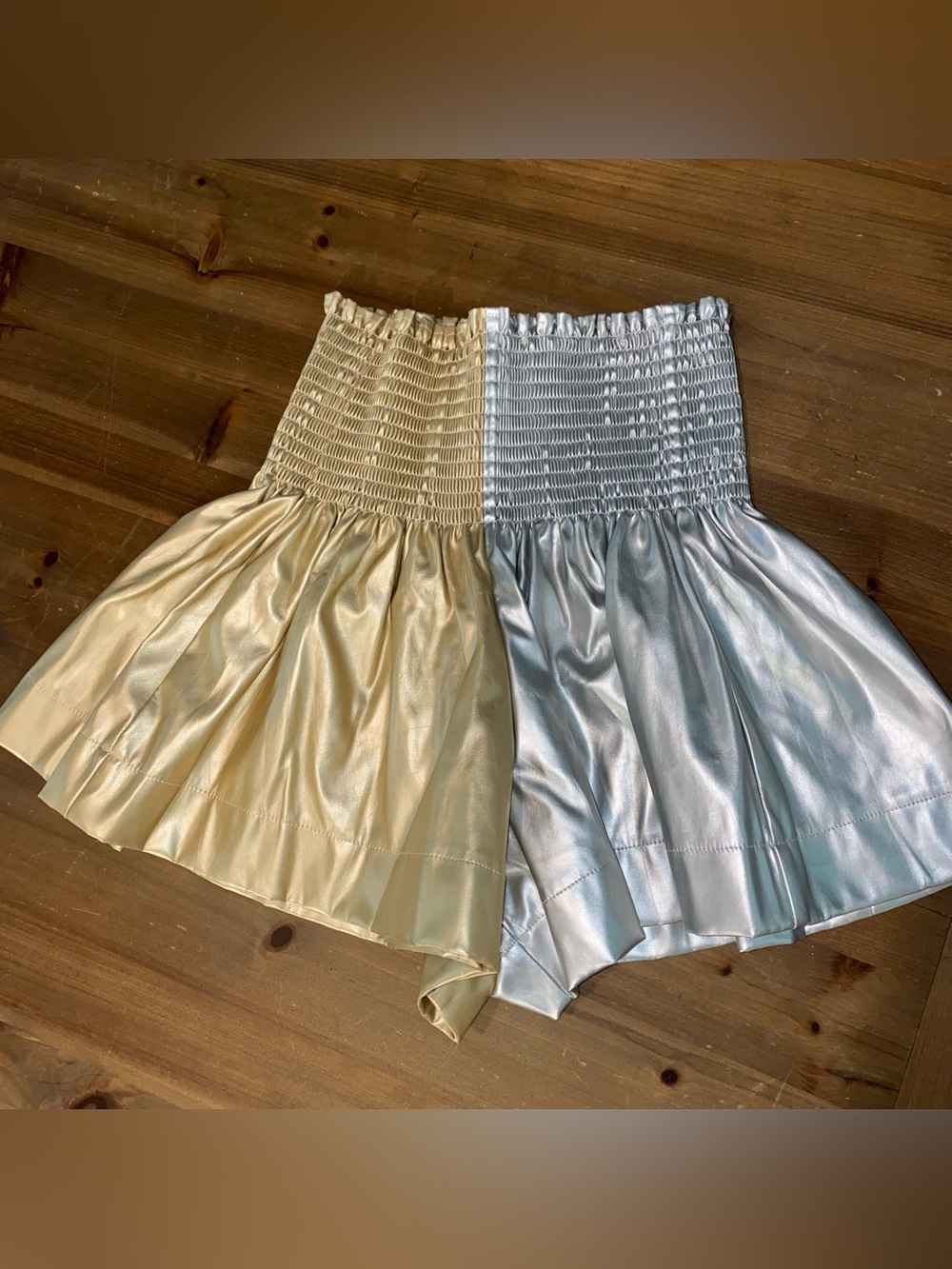 QOS Faux Leather Shorts - Gold & Silver